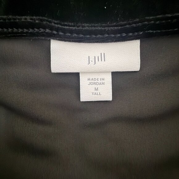 J.Jill Women's Black Velvet/Velour Faux Wrap A Line 3/4 Sleeve V-Neck Sz M Tall - Picture 11 of 13